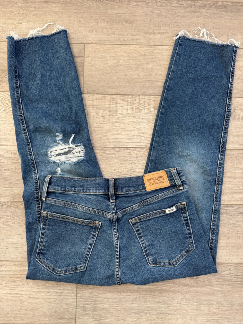 Levi's Heritage Distressed Blue high rise Straight Leg Jeans